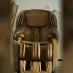 Front view of a brown full-body massage chair